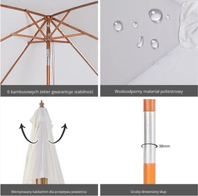 Outsunny Parasol Ogrodowy Składany KremowoBiały Praktyczny i Stylowy 200x150x235cm | Aosom PL