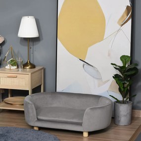 PawHut Sofa dla zwierząt domowych Sofa dla psa koty psy drewno brzozowe nowoczesna jasnoszary