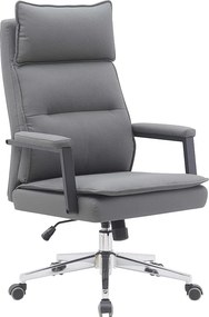 Fotel biurowy - obrotowy i regulowany na wysokość - skóra syntetyczna - szary - WILLYEM