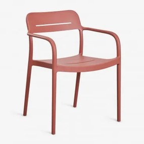 Zestaw 2 Sztaplowanych Krzeseł Ogrodowych Z Podłokietnikami Z Polipropylenu Graneli Terracota - Sklum