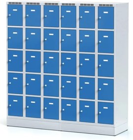 Alfa 3 Szafka skrytkowa S6 na cokole, 15 schowków, 1920 x 900 x 500 mm, zamek obrotowy, drzwi ciemnoszare