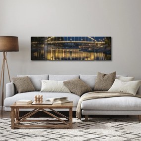 Obraz mostu z fontanną (170x50 cm)