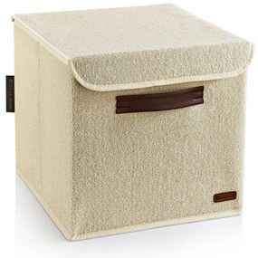 Beżowy tekstylny pojemnik z pokrywką 30x30x30 cm – Mioli Decor