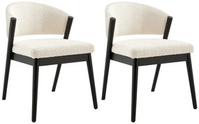 Zestaw 2 krzeseł z tkaniny bukle i czarnego drewna kauczukowego - Białe - ZELVYN