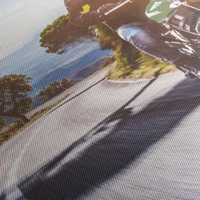 Obraz - Motocyklista (z zegarem) (90x30 cm)