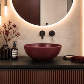 Massi Umywalka ceramiczna nablatowa okrągła bordowa FLOW Bordo 40 cm