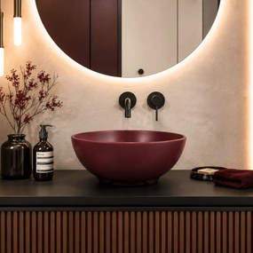 Umywalka ceramiczna nablatowa okrągła bordowa FLOW Bordo