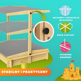 Piaskownica z baldachimem SANDY, drewno świerkowe, 120x120x120cm Jurhan