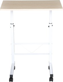 HOMCOM Stolik w kształcie litery „C”, kolor: biały, naturalny, 60 cm x 40 cm x 78 cm