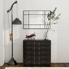 HOMCOM Lustro ścienne, dekoracyjne lustro z metalową ramą, czarne paski, szkło wielowarstwowe, 90B x 2T x 60H cm | Aosom PL