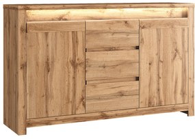 Komoda Dwudrzwiowa z Szufladami Drewniana SOLARE 153 cm Dąb wotan Klasyczna