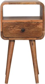 Artisan Furniture Dębowa mini zakrzywiona szafka nocna z otwartym wzorem, sypialnia