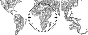 Obraz - Mapa w liniach (z zegarem) (90x30 cm)