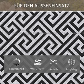 Outsunny Dywan Zewnętrzny Wodoodporny z Plastiku 121x182cm Wzór Czarno-Biały Idealny na Taras i Balkon | Aosom PL