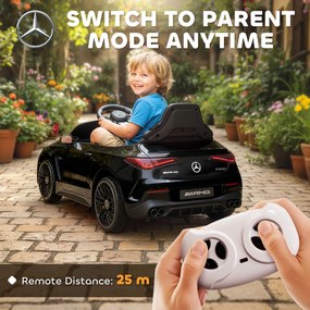 AIYAPLAY Elektryczny samochodzik dziecięcy, wzornictwo Mercedes, silniki 12V, pilot, światła LED, muzyka, dla dzieci 3-6 lat, Czarny