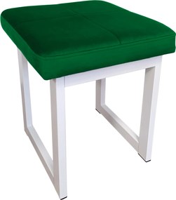 Taboret SOLID tkanina Welur stelaż metalowy STOŁEK LOFT : Kolor Stelaża - Biały, Kolor tkaniny - VELVET - MG25, Typ tkaniny - Velvet, Wysokość - 45 cm