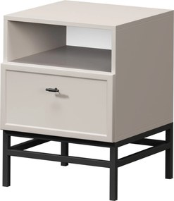 Szafka nocna Lorini z szufladą 45 cm - kaszmir / czarny uchwyt T-bar / stelaż