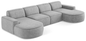 Jasnoszary narożnik z tkaniny szenilowej (w kształcie litery U) Omao – Makamii