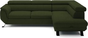 Narożnik RAVEN L Prawostronny wolnostojący z funkcją spania tkanina ARAGON 39 Ciemno Zielony WERSAL