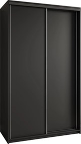 Szafa Przesuwna NISSE 120 cm Szafa Dwudrzwiowa z Szufladami Czarna / Czarne Profile