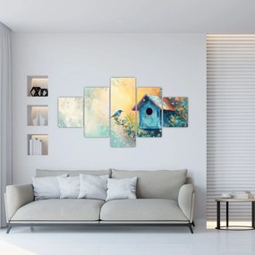 Obraz - Domek dla ptaków, akwarela (125x70 cm)