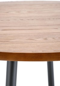 Stół okrągły z MDF-u kolor orzech, czarne nogi średnica 105/75 cm BARRY