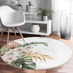 Kremowy okrągły dywan odpowiedni do prania i robotów sprzątających ø 120 cm Comfort – Mila Home