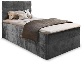 Tapicerowane łóżko kontynentalne GLORIEN VELVET 90x200 cm szare Materac: Materac sprężynowy Bonell