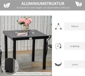 Outsunny Stół Ogrodowy Aluminiowy dla 4 Osób Meble Jadalne Łatwe w Utrzymaniu Czarny 140x90x74cm | Aosom PL