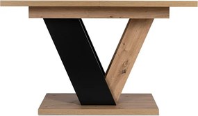 Zestaw Stół Prostokątny Rozkładany CLARK 120-160 cm Dąb Artisan/Czarny i 4 Krzesła Tapicerowane TEX Szare