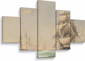 Obraz - Fitz Henry Lane, The United States Frigate President Engaging the British Squadron, reprodukcje (125x70 cm)