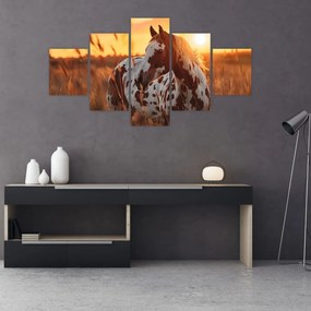 Obraz - Koń o zachodzie słońca (125x70 cm)
