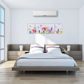 Obraz wiosennych kwiatów (170x50 cm)