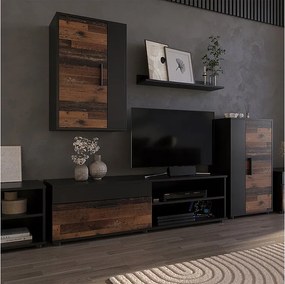 Szafka dolna i półka czarny/stary 139.8x35.3x38.9 berno