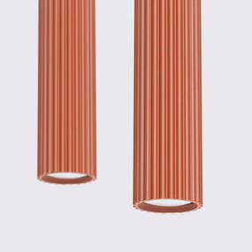 Lampa wisząca KARBON 2 ochra czerwona ryflowana SOLLUX  LIGHTING