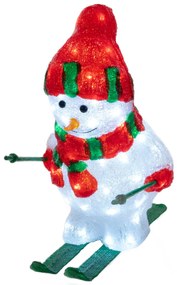 Dekoracja świąteczna, bałwan na nartach, LED, 44,8 cm