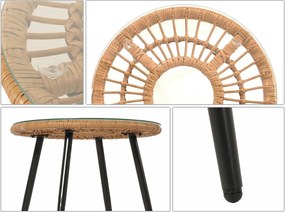 Zestaw polirattanowy MCW-N33 (3-częściowy),  kolor naturalny, tapicerka jasnoszara