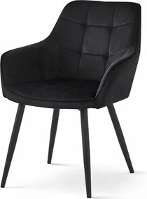 Krzesło jadalniane VARSI VELVET z czarnymi nogami, czarne