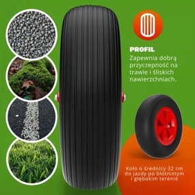 Taczka ogrodowa ocynkowana LARRY, max. pojemność 80l/100kg, srebrna/czarna Gardebruk