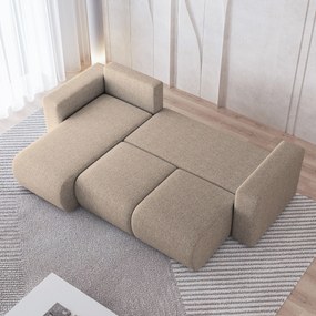 Masseno Narożnik RINOVA z funkcją spania i pojemnikiem na pościel Narozniki L, Rozkładana sofa - Beżowy, NEVE 04