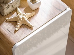 Niska szafka łazienkowa, wisząca Aruba 810 FSC, dąb craft złoty/biały połysk