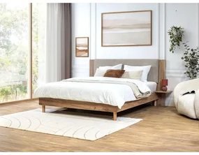 Jasnoszare łóżko dwuosobowe ze stelażem 140x190 cm Lior – Bobochic Paris