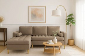 Narożnik lewy rozkładany Monza 246x172 cm z funkcją spania - brązowy Monolith 15