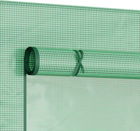 Outsunny Foliowa Szklarnia, Szklarnia z Drzwiami Rolowanymi, Bocznym Oknem, dla Ogrodu, ze Stali, Tworzywa Sztucznego, 200 x 76 x 168 cm, Zielona