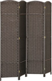 HOMCOM 4-częściowy parawan, Składana osłona prywatności, Ekran dla salonu, sypialni, biura domowego, Brązowy