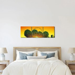 Obraz - Serce w koronach drzew (z zegarem) (90x30 cm)