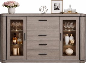 Komoda z witryną i barkiem dąb truflowy P0-W74