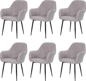 Krzesło do jadalni MCW-F18 (zestaw 6 sztuk),  tkanina/tekstylia szare, czarne nogi