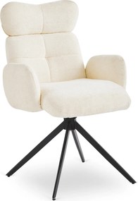 Krzesło Tapicerowane Obrotowe ALVARO Kremowe Boucle Nowoczesne