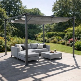 Pergola ogrodowa metalowa 3x4m z rozsuwanym dachem XT-3307B, grafitowa